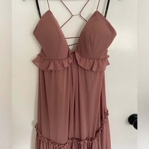 Rose Pink Ruffle Formal Dress - Picture 3 of 7